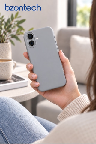 Apple iPhone 17 Uyumlu Kılıf Renkli Lansman İçi Kadife Yumuşak Kamera Yükseltili Silikon Andezit