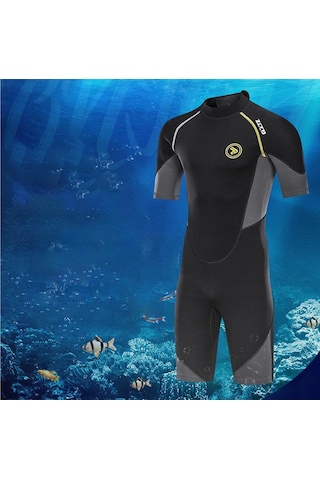 Suntek Erkekler 1.5mm Wetsuit Shorty Mayo Geri Dalış Için L Siyah