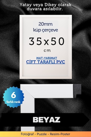 20mm-35x50 Cm Mat Pvc Li Camsız Fotoğraf Puzzle Belge Çerçeve Yatay Dikey Asılabilme 01271505