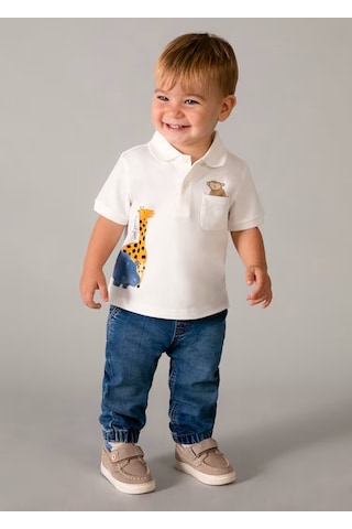 Mayoral Erkek Çocuk Polo T-shirt 1108 Krem