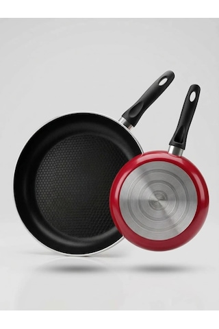 Tava 28 Cm Alüminyum Yapışmaz Tava Non Stick Kırmızı Tava Günlük Mutfak Kullanımı İçin İdeal Çok Renkli