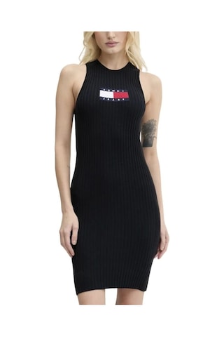 Tommy Jeans Tjw Flag Sweater Mını Dress Ext Kadın Siyah Elbise Dw0dw20877bds Siyah