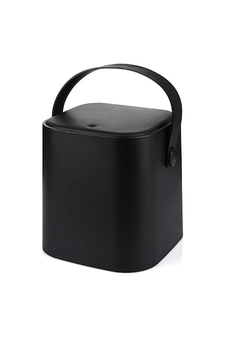 Tutma Saplı İç Kovalı Tezgah Üstü Mutfak Çöp Kovası, 4 Litre, Kilitli Kapak, Click Kapak, 20x20 Siyah