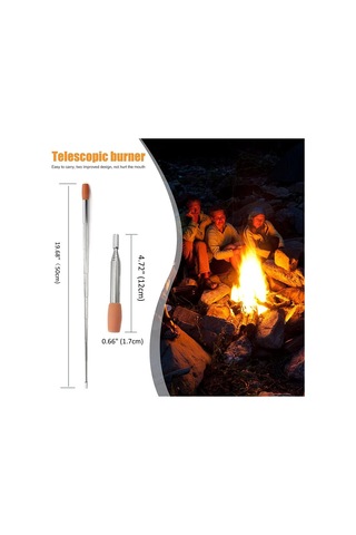 Yaleker 304 Paslanmaz Çelik Füme Borusu, Silikon Burnu, 8 Bölümlü Katlanabilir, 50cm Uzunluk, Kamp Ateşi Yokucu, Piknik Ve Doğa Seyahatleri İçin Gümüş