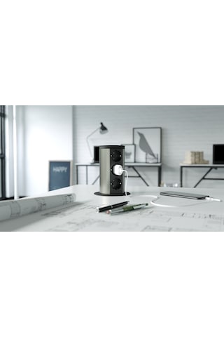 Metalline® Tower-line Bas-Aç Masaüstü Priz Kutusu - Siyah
