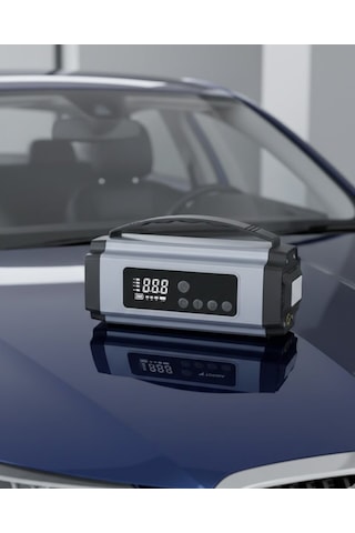 Taşınabilir Akü Takviye Cihazı Dijital Hava Kompresörü Powerbank Led Fener 4'ü 1 Arada Mh-hs8255-9699
