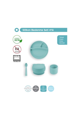 Aqua Green Dörtlü Set Tabak+bardak+kaşık+kapaklıkase