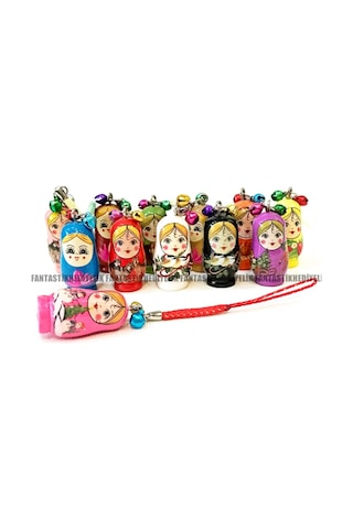 Matruşka Iç Içe Geçmeli Ahşap Rus Bebek Araba Ayna Süs Anahtarlık