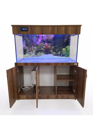 Kanki Pet Ceviz Mdf Mobilyalı Akvaryum 150x50x60 Cm 450 Lt - 110w Led & Dijital Göstergeli