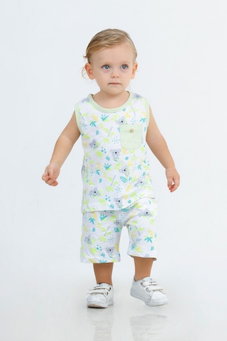 Erkek Çocuk Sevimli Desen Kolsuz Atlet Basic Şortlu Alt Üst Takım 001