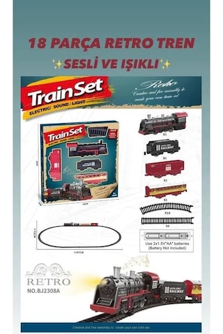 Bj2308a 18 Parça Sesli Işıklı Retro Tren-şim