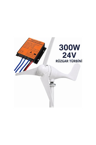 300w 24v Rüzgar Türbini 6 Kanat + Şarz Kontrol Cihazı