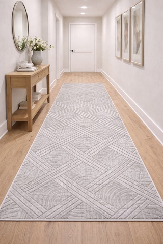 Salon Halısı 6008 Gri Kaymaz Taban Yıkanabilir Leke Tutmaz Özel Ölçü Yapılabilir Gri - 843874833 Gri