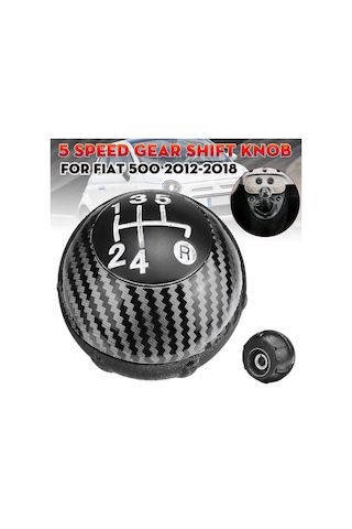 Tenfowee 2012-2018 Fiat 500 İçin Lüks Karbon Fiber 5 Vites Vites Topuzu - Kolay Montaj, Direkt Yedek Parça
