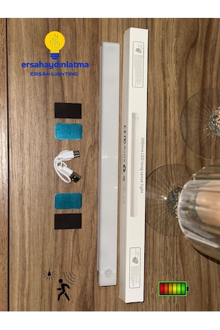 Hareket Sensörlü Şarjlı Led Lamba 30 Cm Gün Işığı - Beyaz Çift Renk