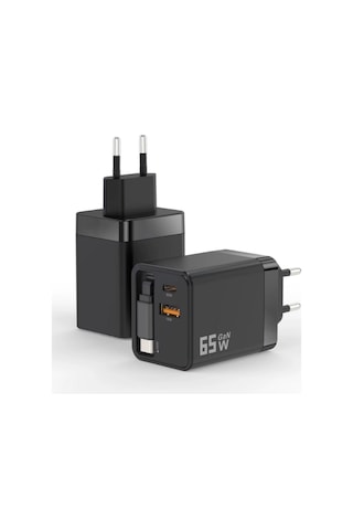 65w Turbo Şarj Aleti Hızlı Şarj Çekilebilir Toplamalı Kablo 67w 1 Usb -1 Type-c Girişli Kablolu