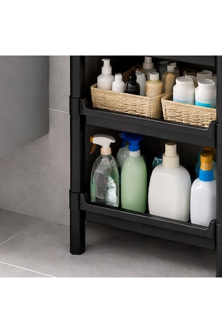 Porsima Org-75-ecom 5 Katlı Düzenleyici-banyo Mutfak Organizer Raf Siyah
