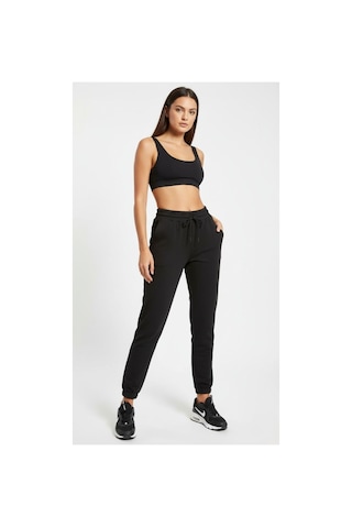 The Kadın Siyah 2 İplik Pamuklu Dar Paça Eşofman Altı - Esnek Fit Kesim Jogger Siyah