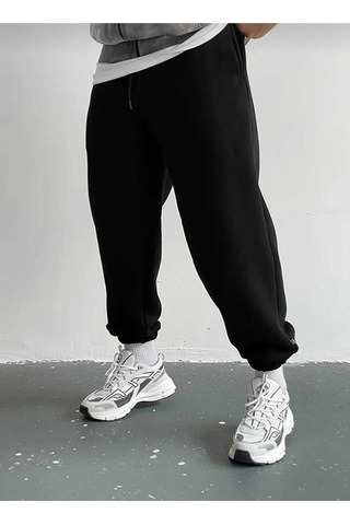 Nzn Collectıon Unisex Kadın Erkek Oversize Sevgili Çift Kombini Ateş Ve Su Baskılı 2'li Alt-üst Eşofman Takımı Siyah
