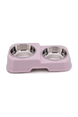 Nunbell İkili Oval 35 CM Çelik Kedi Mama Kabı Çok Renkli