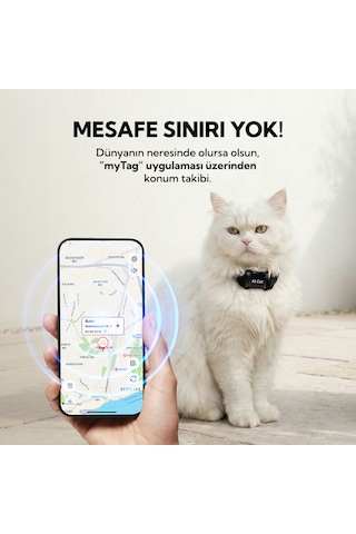 Aı Cat Tag Akıllı Evcil Hayvan Takip Cihazı Siyah Su/ Toz Geçirmez Apple Uyumlu iOS /android 0