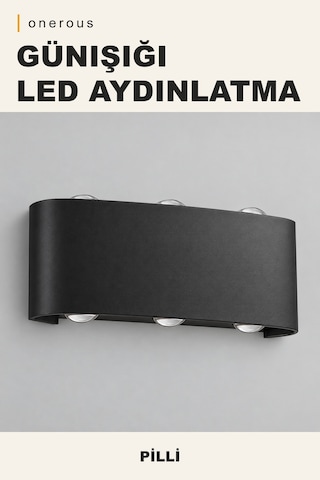 Onerous Günışığı Led Aplik, Pilli, Siyah Renk