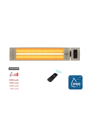Dysis Art Plus Karbon Serisi IP65 Suya-Toza Dayanıklı 2300 W Bej Uzaktan Kumandalı İç/Dış Mekan Isıtıcı