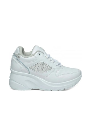 Flet 185-26 Cilt Deri Fashion Anatomik Dolgu Taban Kadın Sneaker Beyaz