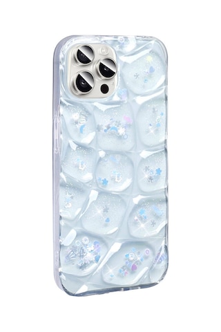 Goocamp Apple iPhone Uyumlu 15 Pro Max Kılıf Simli 3d Desenli Hacar Kapak - Beyaz Beyaz