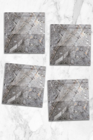 Gökçeoğlu Cam Bardak Altlığı Pasifik Mermer 4'lü Takım 10cm X 10cm Çok Renkli