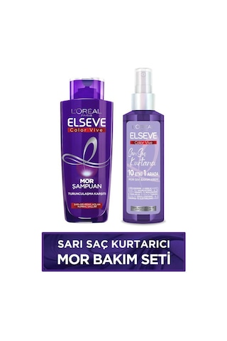 L'Oreal Paris Elseve Sarı Saç Kurtarıcı Mor Bakım Seti Turunculaşma Karşıtı Mor Şampuan & Mor Sıvı Bakım Kremi