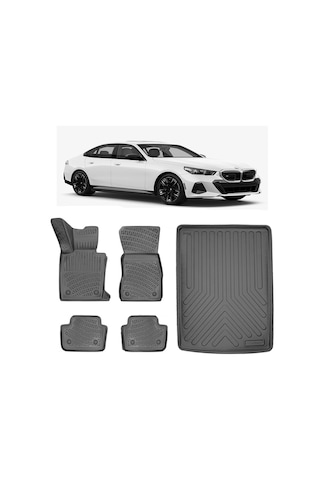 Rizline Bmw 5 Seri G60 2023+ 3d Havuzlu Paspas Siyah Ve 3d Bagaj Havuzu Siyah