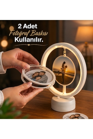 Led Işıklı Yuvarlak Fotoğraf Çerçevesi-kişiye Özel Fotoğraf Baskılı Dekoratif Gece Lambası