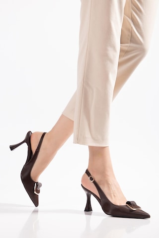Suins Astelia Model Tokalı Kadın Stiletto Ayakkabı Kahve