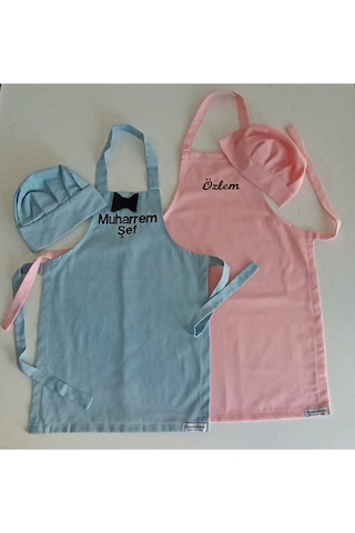 Moms And Babies Anne Kız-erkek Çocuk Mutfak Ve Etkinlik Önlüğü Pembe 0-12 Yaş Beden Su İtici Kumaş İsme Özel Mavi Pembe