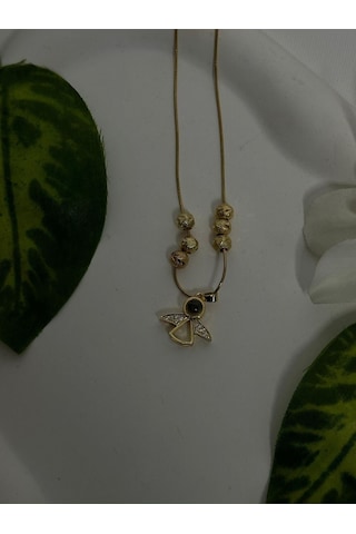 Her Dil De Seni Seviyorum Yazan Melekli Çelik Kolye Gold
