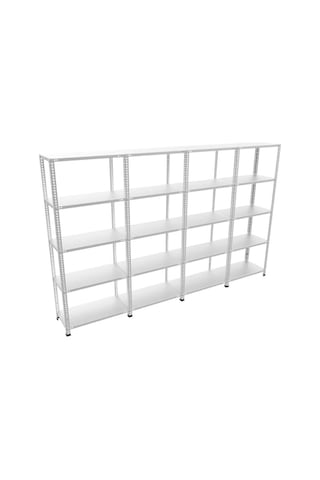 Raf Burada 5 Katlı 4'lü Galvaniz Çelik Raf - Depo, Arşiv, Kiler, Dosya, Market Rafı-43x75x200 cm- 0.70 mm