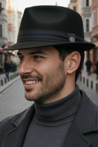 Uniquetrenders Erkek Premium Lüx Kaşe Jackson Fötr Şapka Siyah