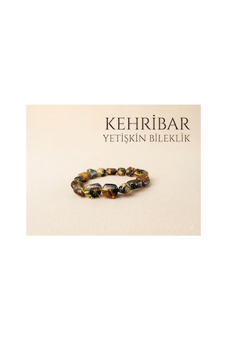 Yetişkin Gerçek Kehribar Kadın Erkek Unisex Bileklik Sevgiliye Hediye Haki Haki