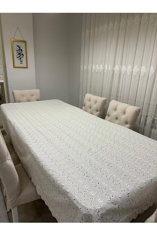Brode Nakış Işlemeli Dertsiz Masa Örtüsü 150x250 Krem