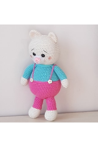 Amigurumi Örgü Oyuncak Renkli Ayı Pembe