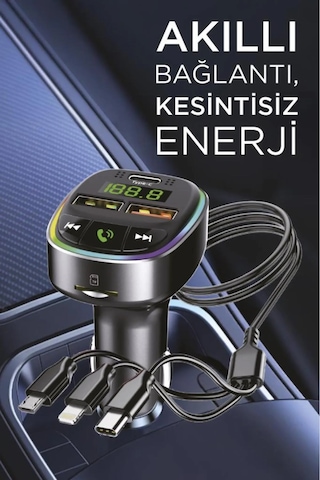 Ahanda Buldum Siyah Fm Transmitter Araç Şarj Cihazı 18w Hızlı Şa