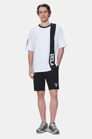 Ucla Keıth Beyaz Bisiklet Yaka Baskılı Oversize Erkek Tshirt Beyaz
