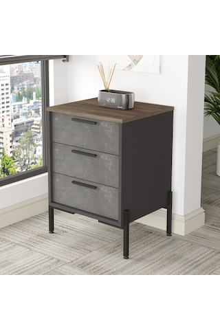 Yurudesign Vista C Ofis Keson Metal Ayaklı Kahve-Beton-Antrasit V