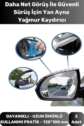 2li Universal Araç Uyumlu Oto Dikiz Aynası Filmi Yağmur Cam Film Araba Buğu Önleyici