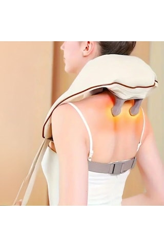 Elektrikli Boyun Ve Sırt Masaj Aleti Kablosuz Boyun Ve Omuz Yoğurma Masaj Yastığı Beyaz