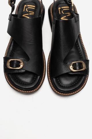 Luvishoes Cruel Siyah Cilt Hakiki Deri Kadın Sandalet