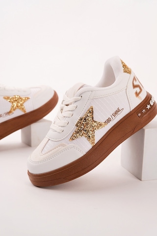 Muggo Galaxy Yıldız Detaylı Bağcıklı Çocuk Günlük Sneaker Spor Ayakkabı Beyaz