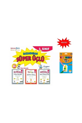 3. Sınıf Kazandıran Süper Üçlü Set + Bic 18 Li Kuru Boya Hediyeli