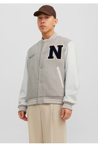 Jack & Jones Harf İşlemeli Bomber Ceket - College 12241559 Crockery Siyah